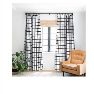 Deny Designs Little Arrow Design Co. Monochrome Grid Blackout Window Panel 3pc